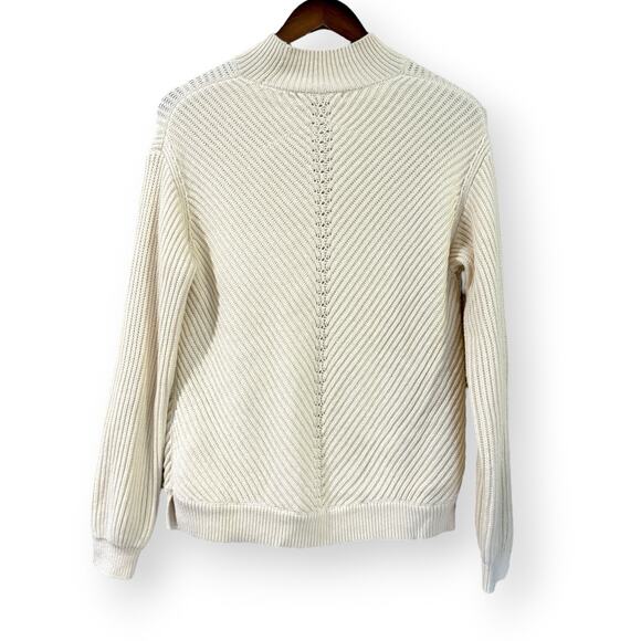 Marine Layer Skylar Turtleneck Sweater Ivory Cream Chevron Knit Wool Blend XS - Picture 10 of 13
